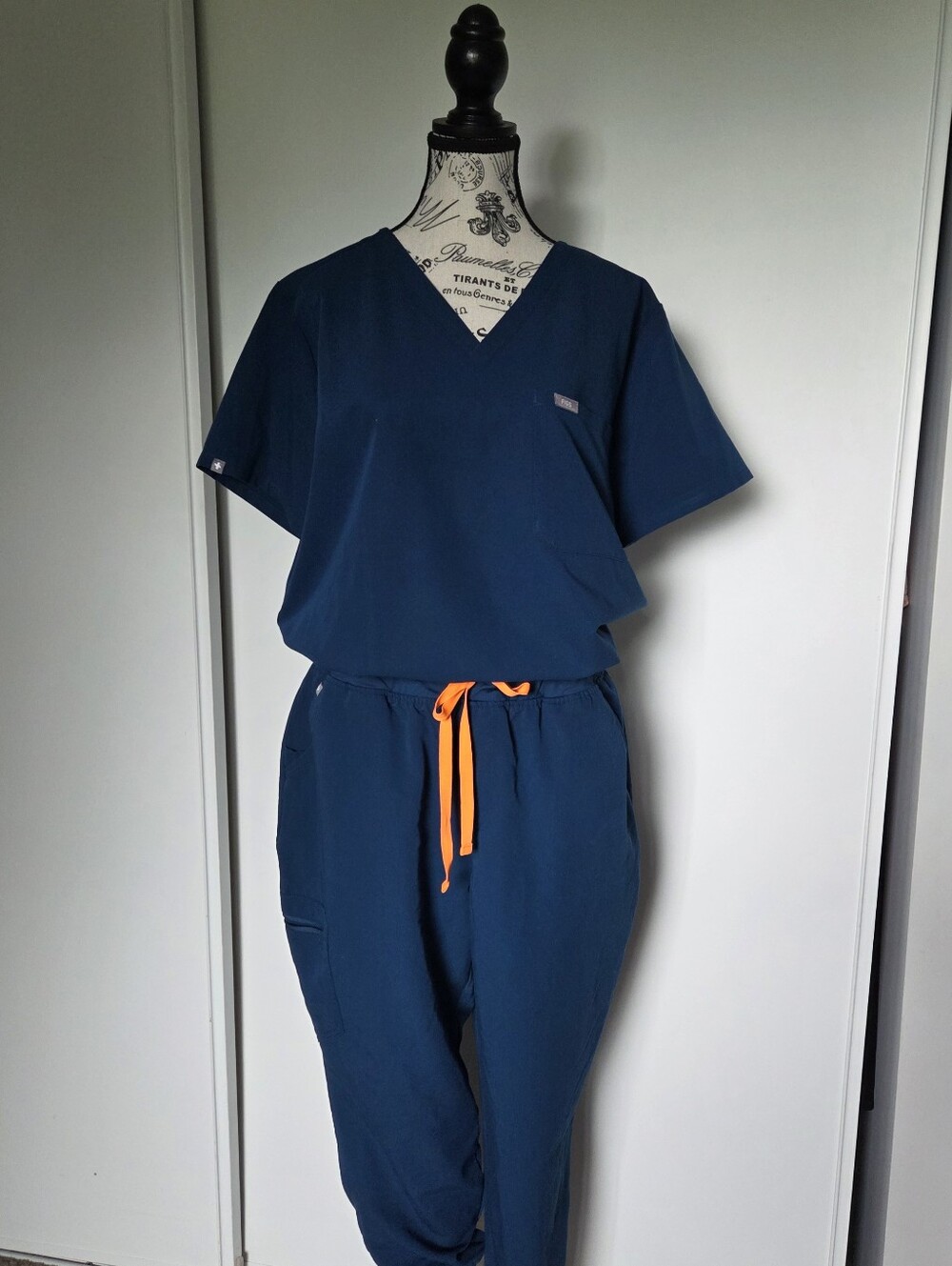 FIGS Scrub Set Catarina Top Zamora Jogger Pants Women 2XL Petite Deep Reef blue